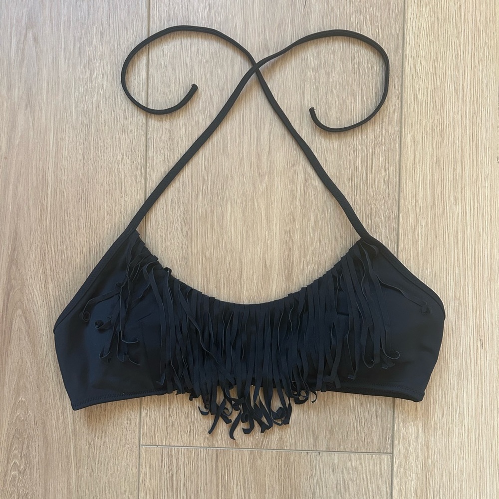 Black Fringe Bikini Top